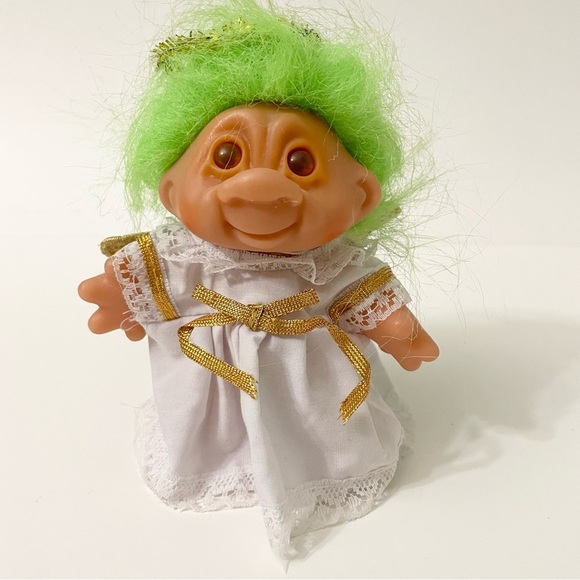 Vintage Dam Troll Angel Green Hair Doll - Picture 1 of 16